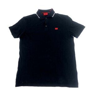 Hugo Boss Men's Short Sleeve Polo Shirt | Ribbed Collar | Black | Size X-Large